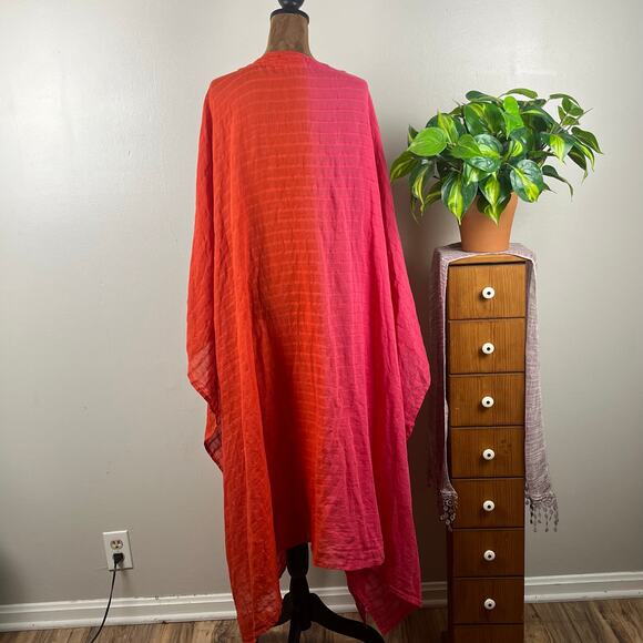 ZARA Orange and Pink Oversized Medium Kaftan with Rope Tie - Picture 3 of 6